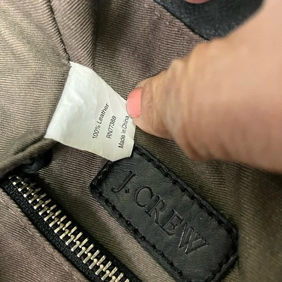 J Crew Leather Bag Purse Black Distressed Bohemian Chic - Picture 10 of 17